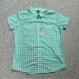 Wrangler NEW Pearl Snap Plaid Rancher Shirt Western Womens Size XL Green NWT S/S